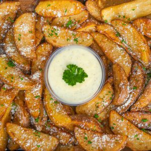 Potato Wedges with Garlic Ranch Sauce