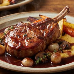Braised Pork Chop with Red Wine Sauce
