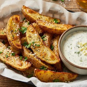 Potato Wedges with Garlic Ranch Sauce